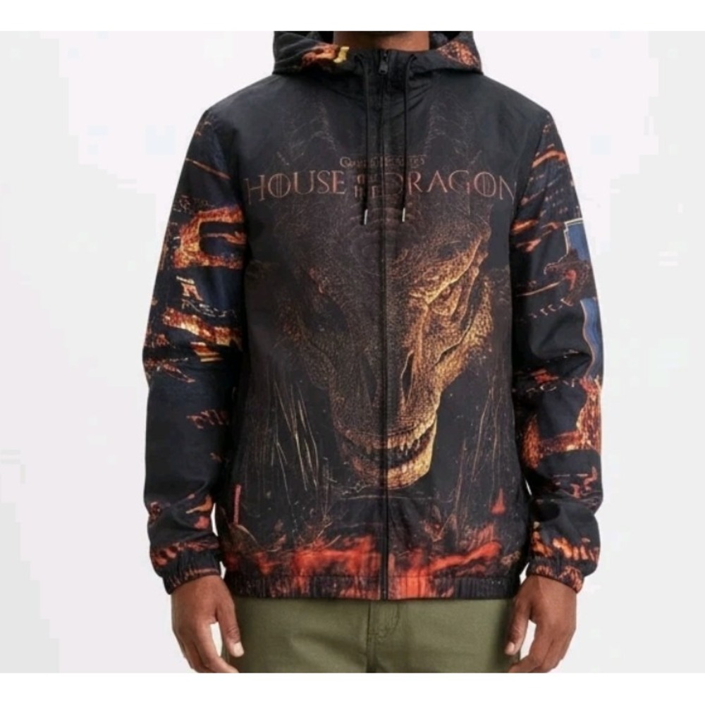 NWOT House of the Dragon Windbreaker Jacket Size XL Members Only HBO Fire Throne